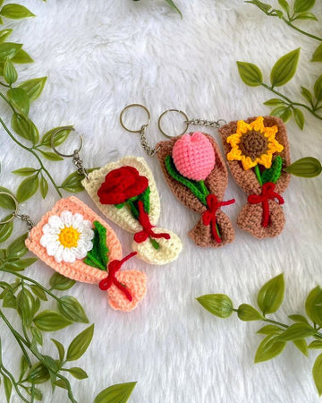 Crochet bouquet keychain - 4pec