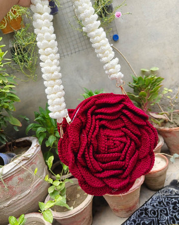 Crochet Rose bag with crochet strap