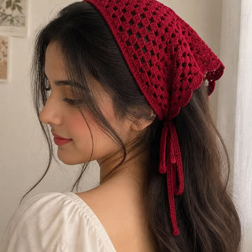 Crochet Beautiful Red Bandana for ladies and girls