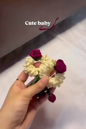Crochet Baby Gajra pair – Handmade Floral Hair Accessory for Little Girls